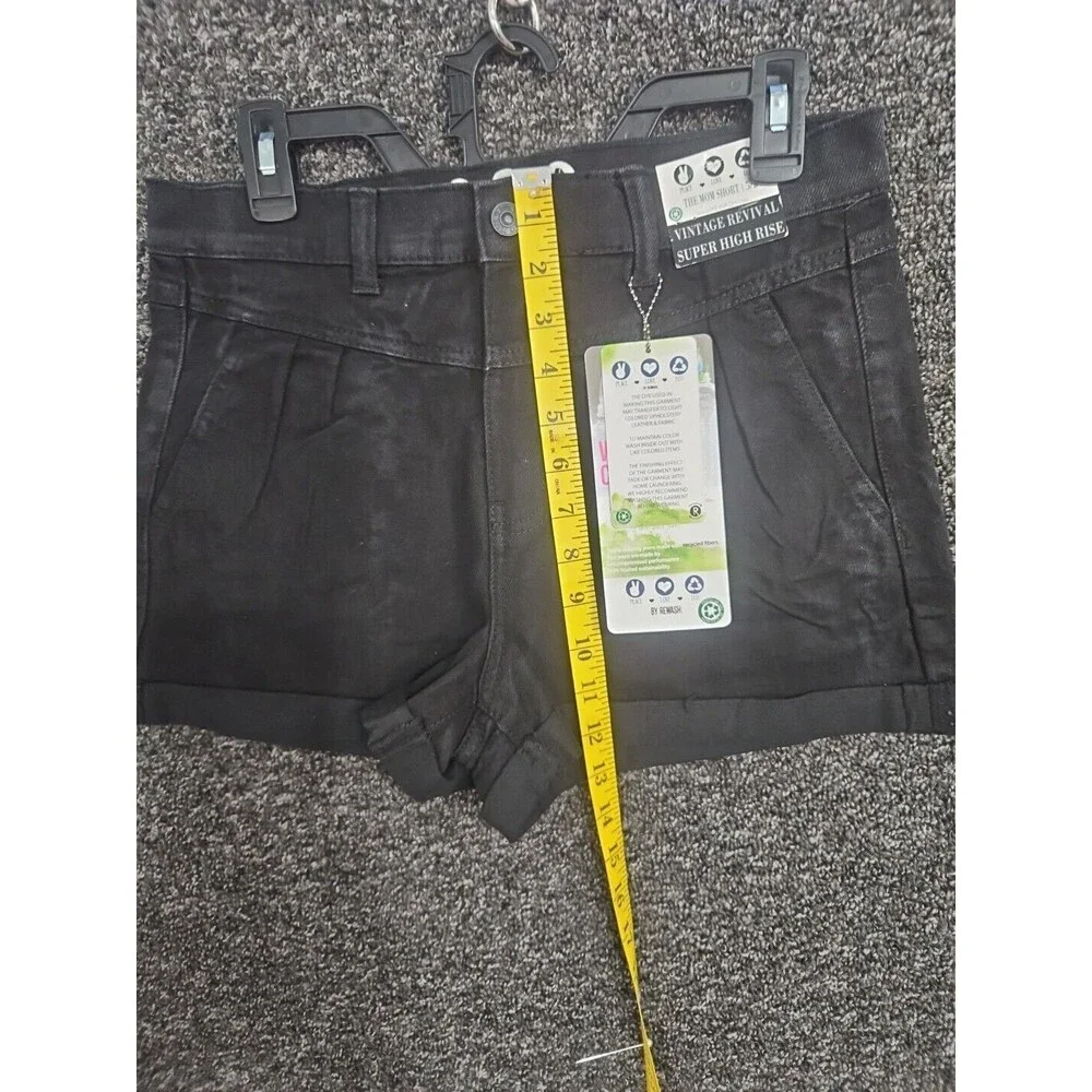 By Rewash Girls Women's Black Denim Jean Mom Shorts Sz 5 27 NWT